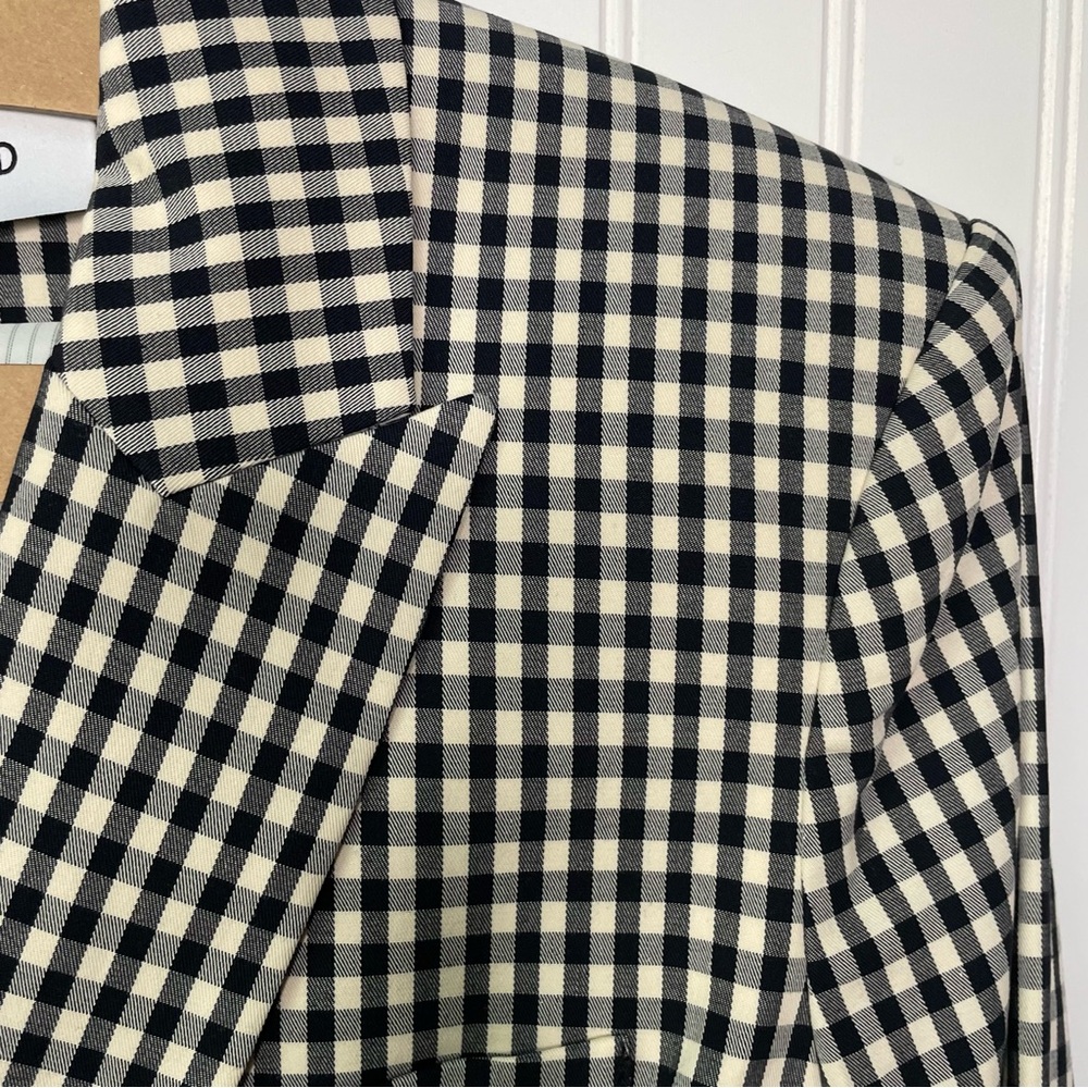 Veronica Beard Charleston Dickey Jacket Black/Ecru Gingham Plaid Check Size 10 - Picture 4 of 11